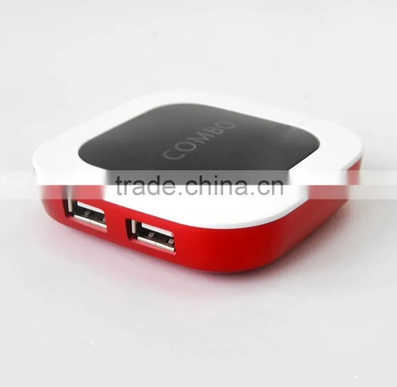 2 in 1 Newest Combo Card Reader with Usb Hub with Laser Logo Shinning Logo