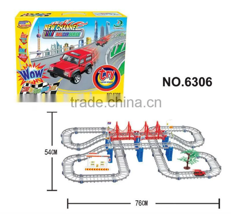 Plastic toy B/O railcar with music and light/ railway toy set 6308
