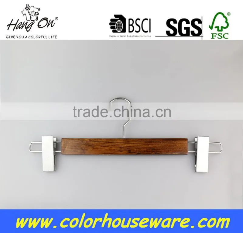 Good quality Wooden trousers pants hanger with clips