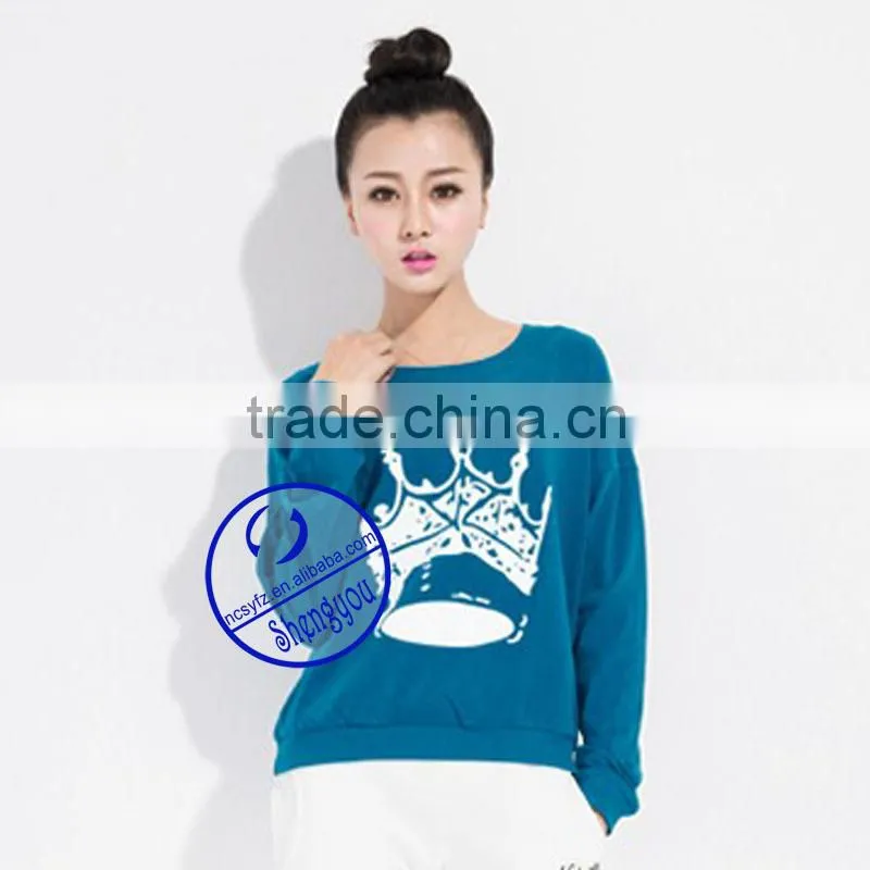 Wholesale custom women's crewneck hoodies sweatshirts with printing