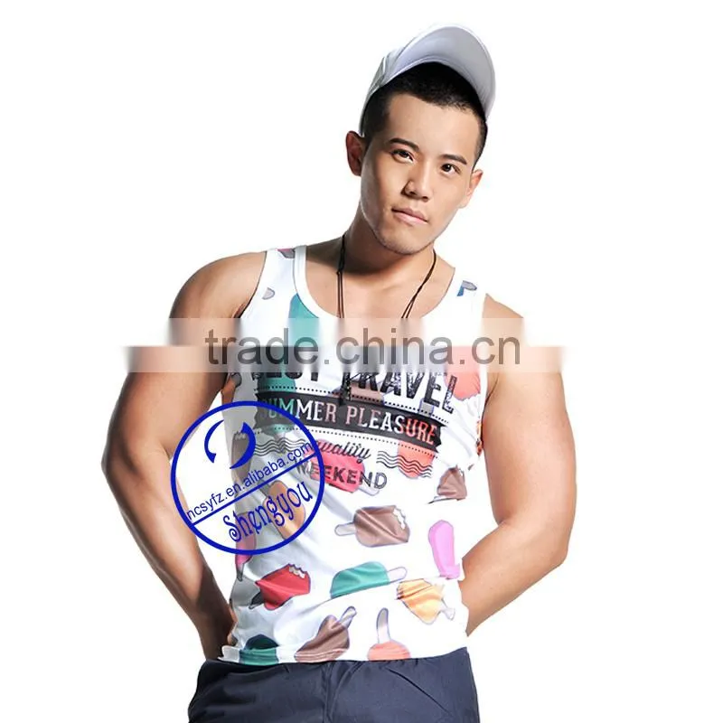 Custom 100 polyester full printing Fitness Gym Bodybuilding Tank Top