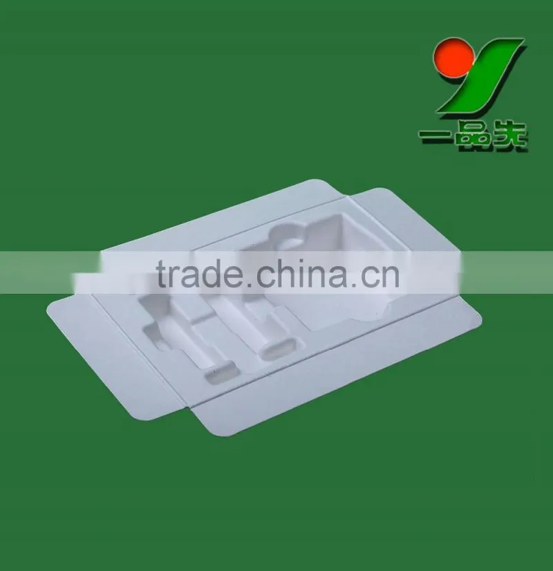 China Manufacturer Biodegradable sugarcane bagasse pulp molded tray , natural Color Smooth Surface packaging