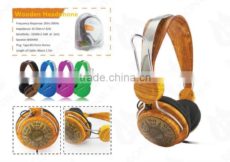 Wooden Ear Shell headphone headset