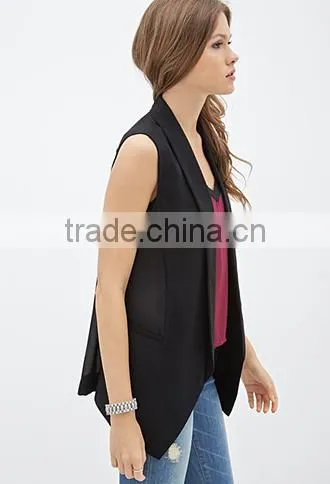 2015 new fashion chiffon back sleeveless women waistcoat
