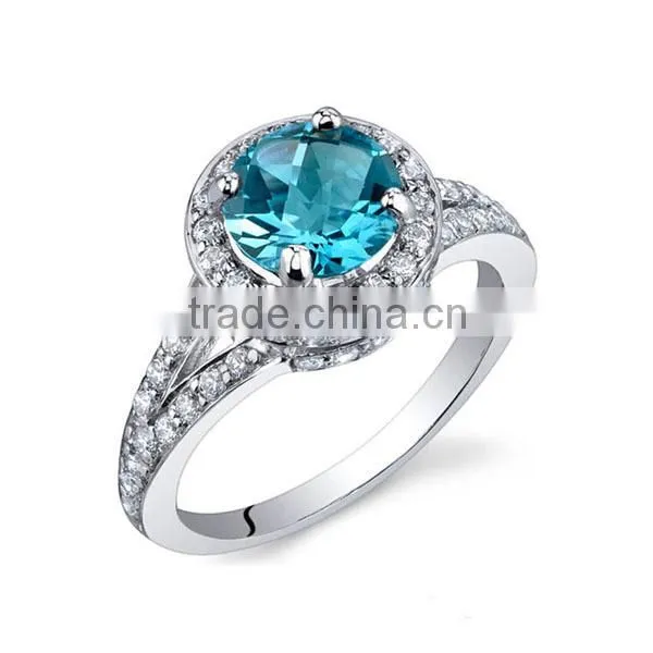 Bright 925 Sterling Silver Round gemstone prong setting Ring