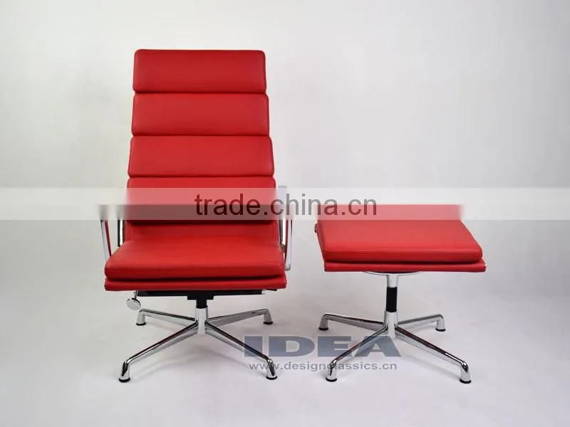 Replica Charles Management Soft Pad Lounge Chair - Red Genuine Leather