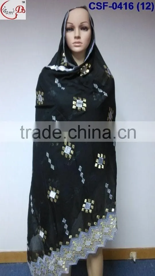 SCF-0416 High popular hot fashion ladies scarf with fancy design good quality for African women wedding party decoration