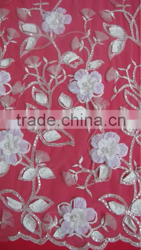 Beautiful design 3d birdal fabric and lace