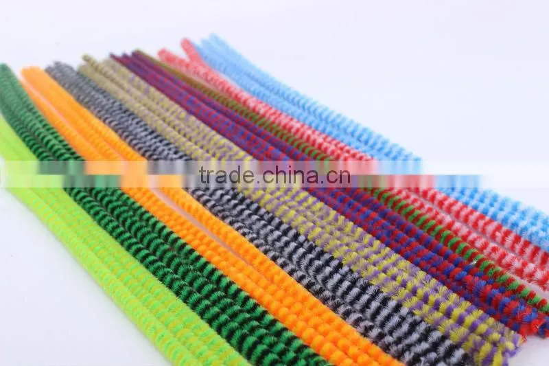 China factory supply DIY crafts 0.6*30cm colorful striped pipe cleaners toys for kids