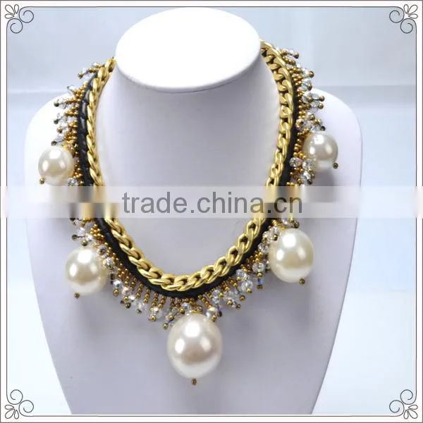 Factory Sale Flower Crystal Cross Necklace With 4pcs Pearl