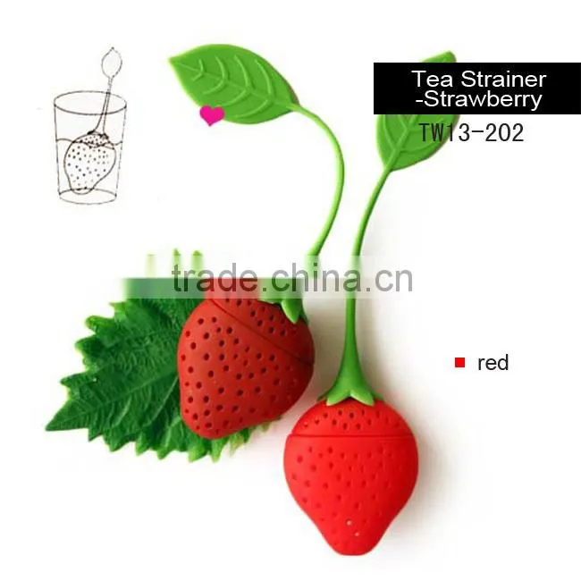 novel design silicone strawberry tea infuser