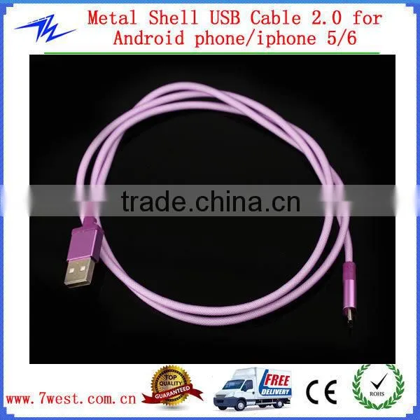 Newest Aluminum Mesh Braided Micro 5 pin USB Charger Cable for Samsung