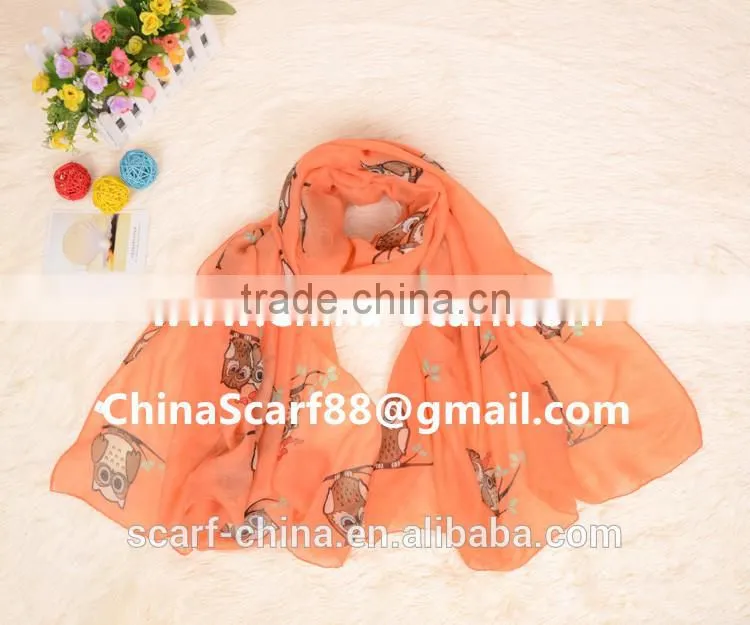 Wholesale owl viscose scarf