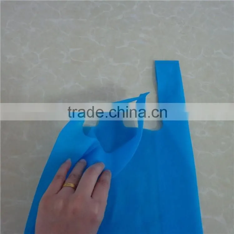 Blue color no printing cheap plastic pp bag t shirt pp bag vest carrier handle pp non woven bag