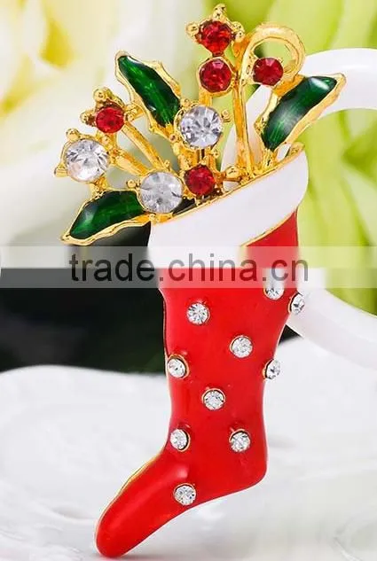 Pair Of Santa's Red Boots X'mas Brooch