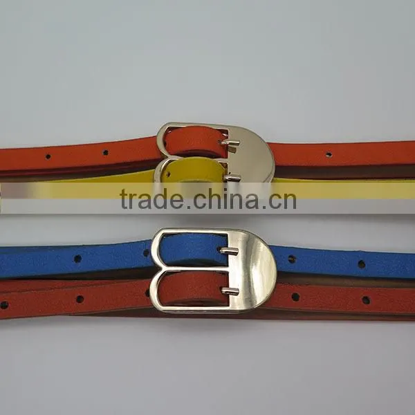Fashionable 2 colors skinny belt colorant match belts for women