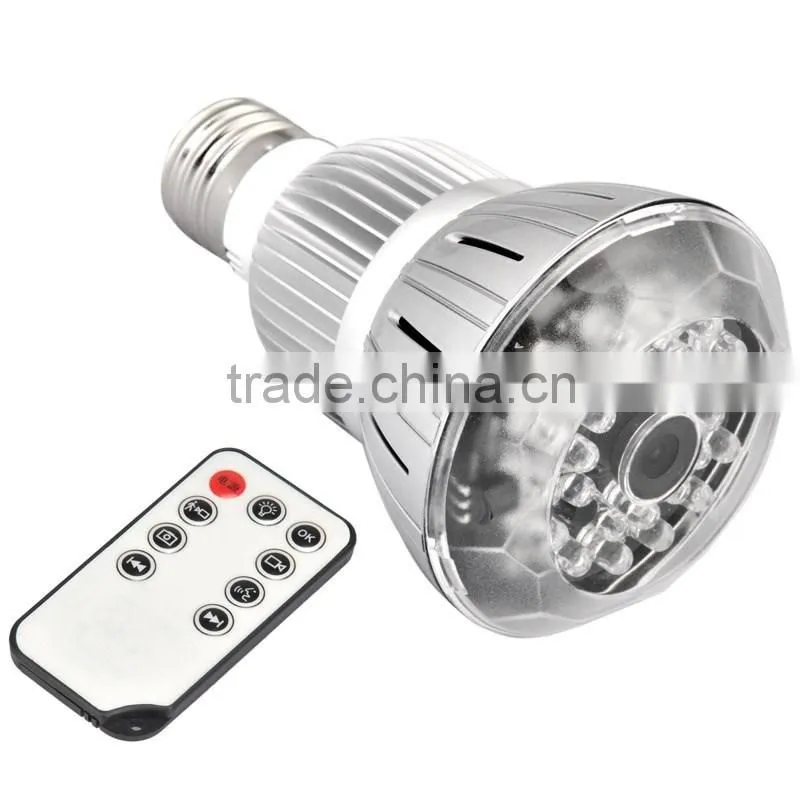 E27 Bulb Style Mini IR Night Vision Voice Activated Motion Detection Hidden Lamp Camera