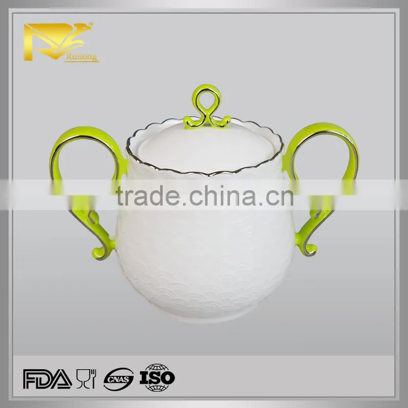 china wholesale tea coffee sats ceramic sugar tea urn with handle