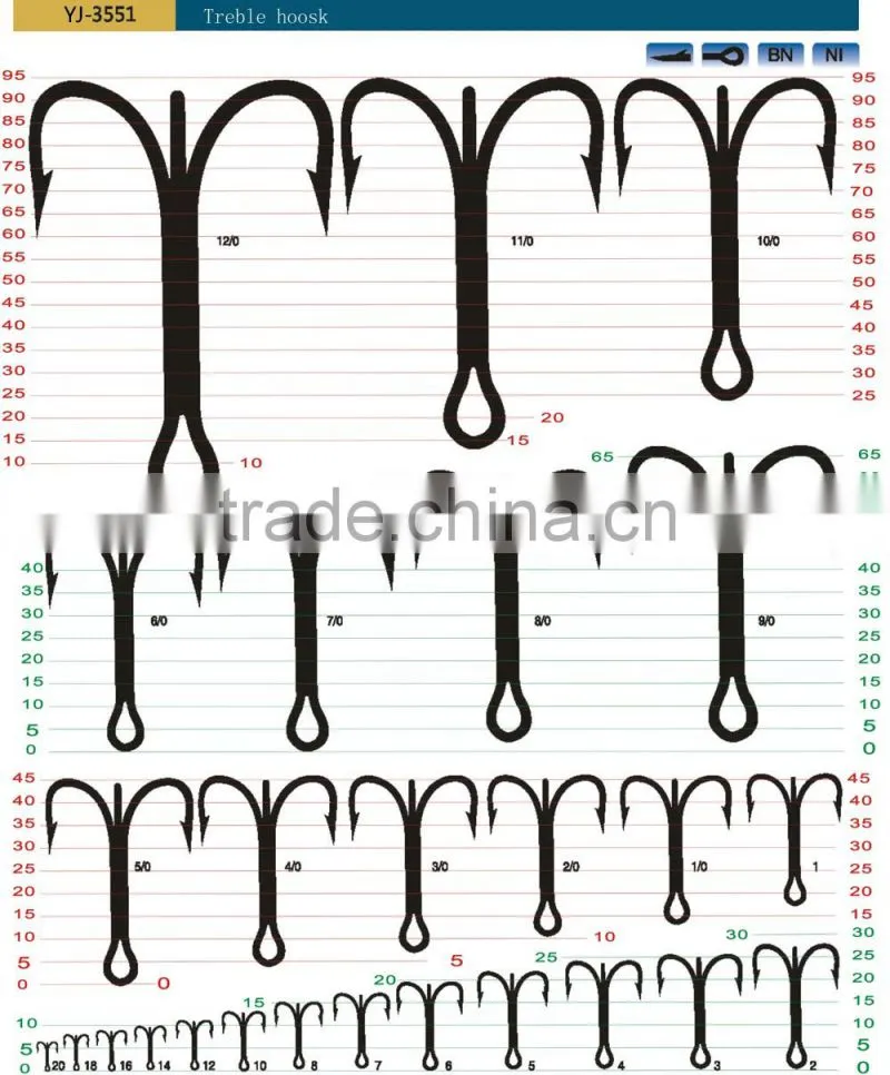 wholesale hot sale high quality treble fishing hook