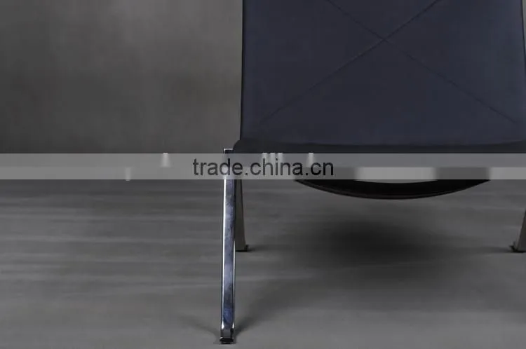 304# stainless steel ergonomic leather chaise lounge pk22 chair replica
