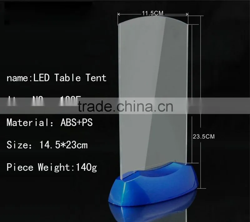 Plastic Acrylic Led Light Flashing Table Tent Card Holder ,Flashing shining Display Holder For Wine Bar Party