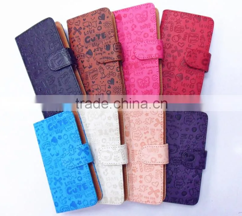 universal leather smart phone cover cases for 4.7 inch mobile cell phones wallet style