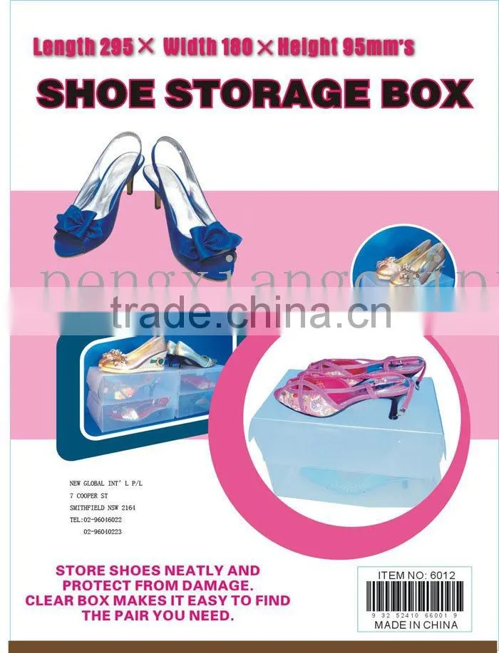 Plastic clear or colorful shoe storage box