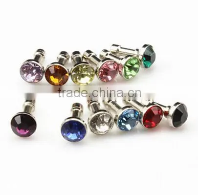Fashion flash diamond colorful diamond cell phone headset dust plug dust plug 3.5mm universal