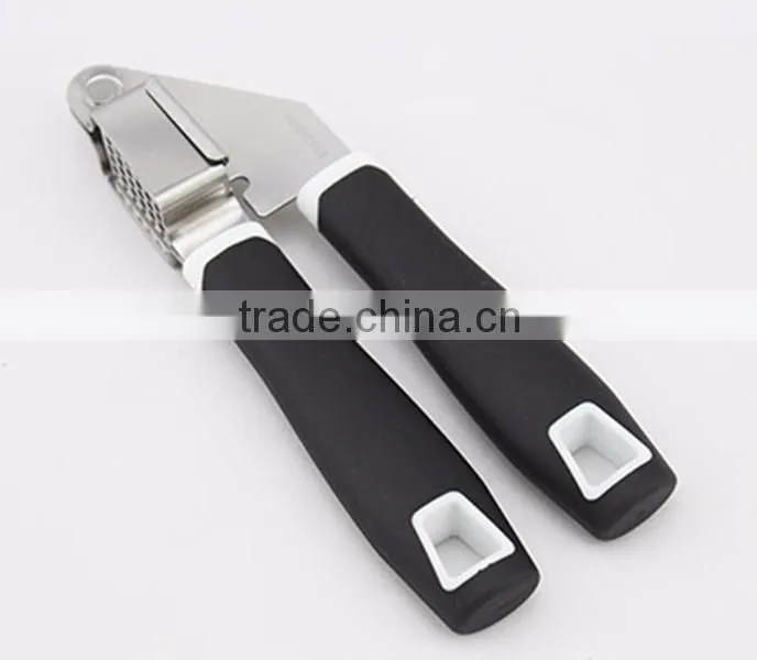 Fruit & vegetable tool stainless steel garlic press with plastic handle