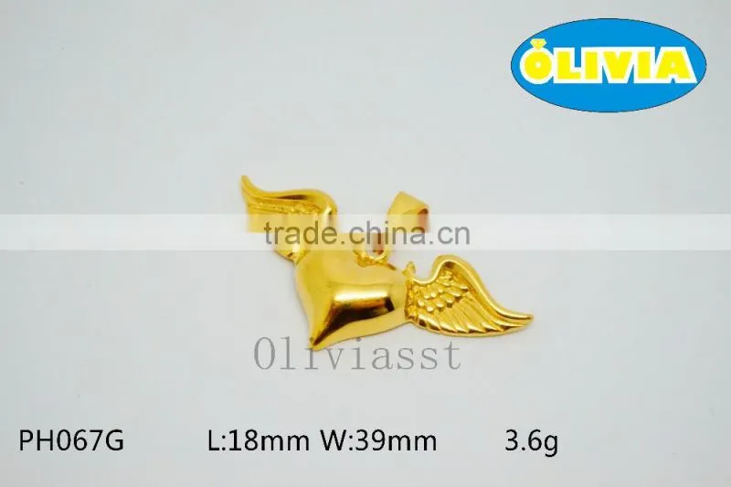 Olivia 2016 New Modern Fashion Jewelry 316 Stainless steel Cast Love Heart With Wing Pendant