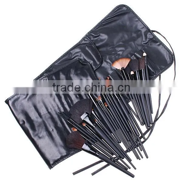 Professional 32 PCS Cosmetic Facial Make up Brush Kit Wool Makeup Brushes Tools Set with Black Leather Case