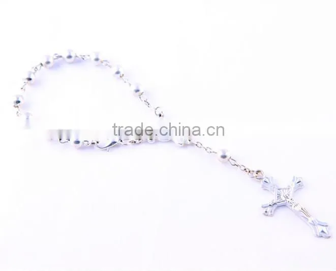 Round Silver Bead Catholic Rosary