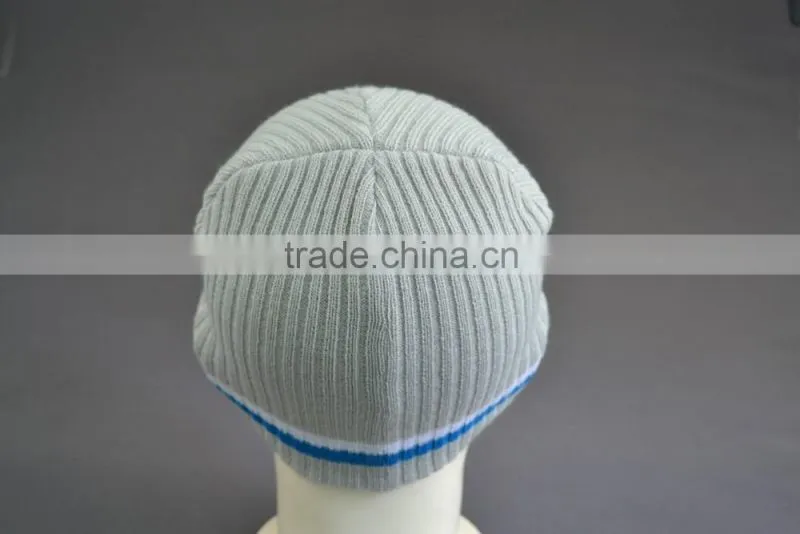 Acrylic beanie hat with rubber patch logo