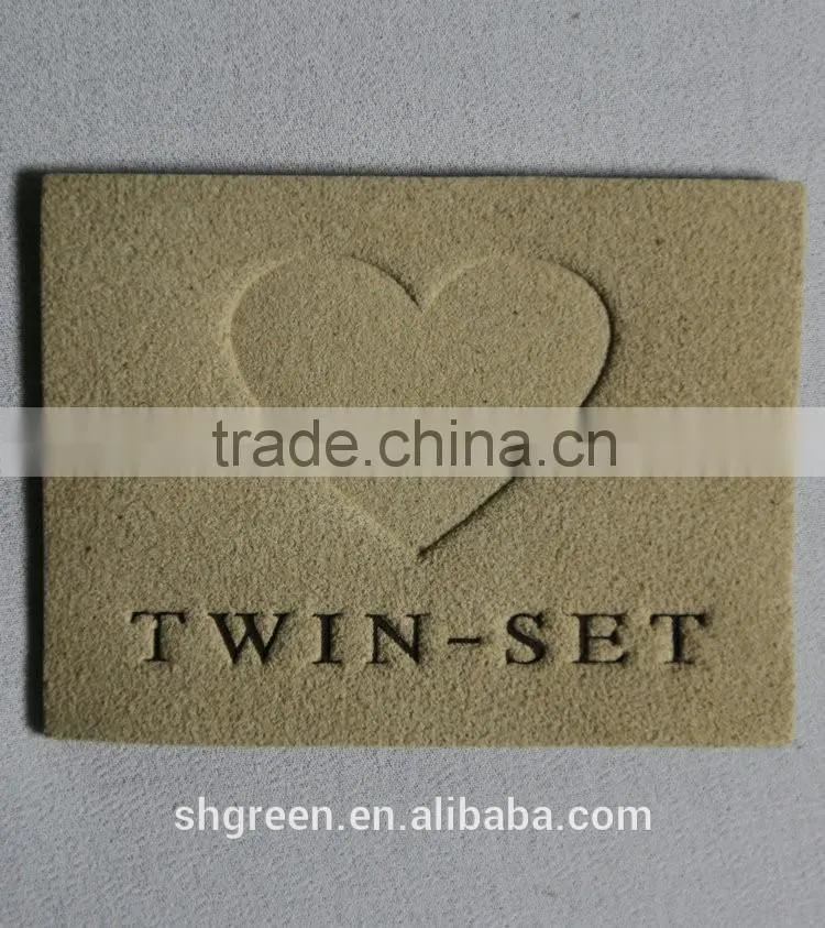 Durable microfibre leather hangtag with debossed logo