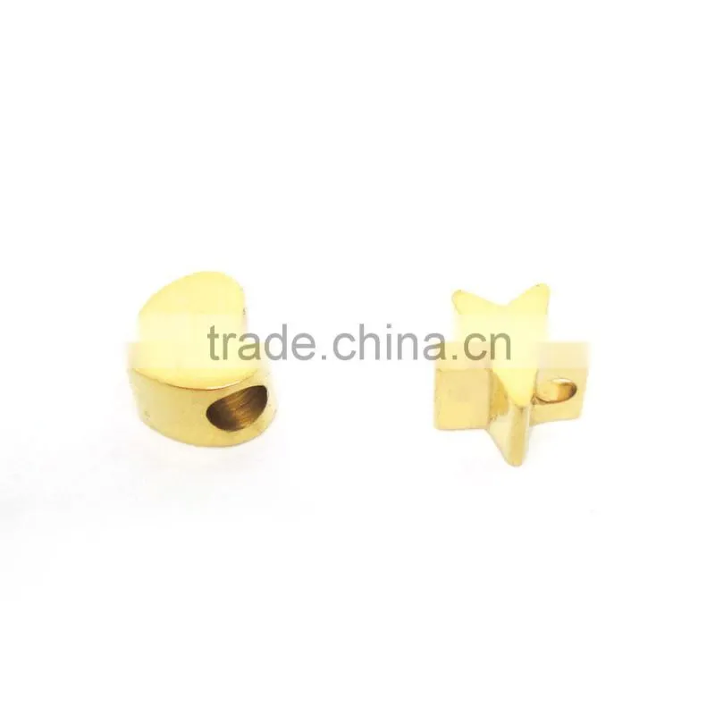Very cute small heart shaped star shaped charm beads in gold plated