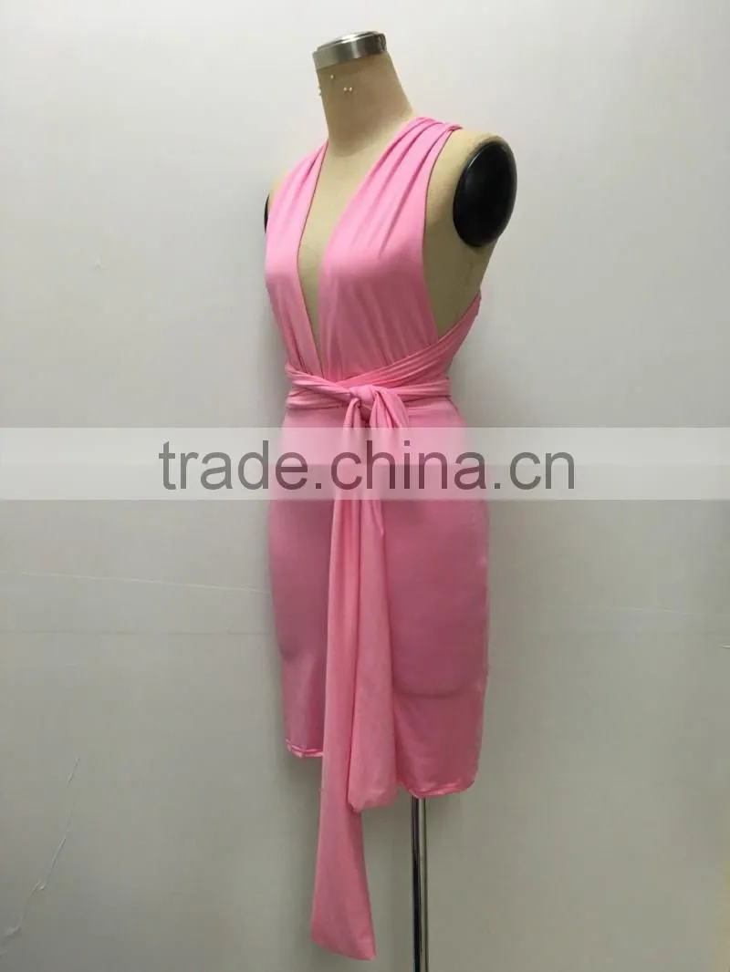 Bonvatt Sexy mini dress with belts women fahion dress 2017