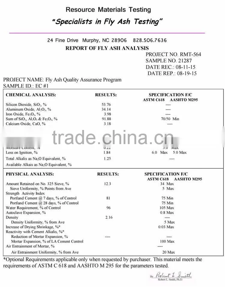 high quality F class coal fly ash powder for concrete