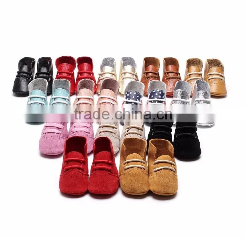 2017 New designs genuine leather usa flag baby moccasins high heel baby girl shoes with air hole