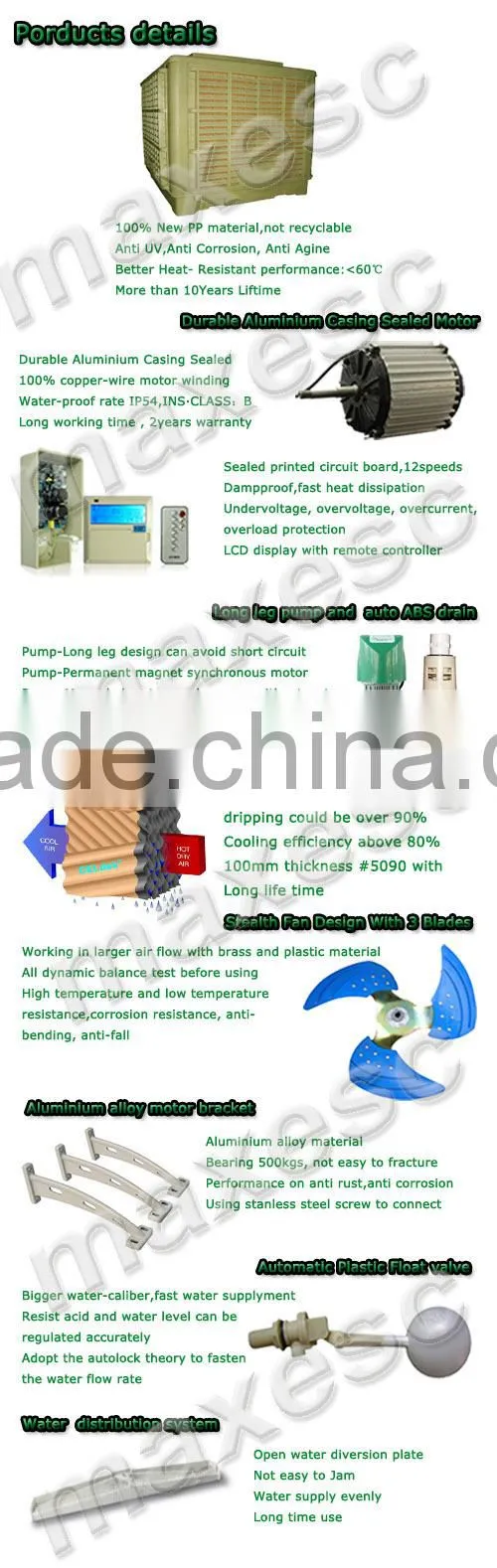 New 20000M3/H Quiet Desert Water Cooler Evaporative Air Conditioner