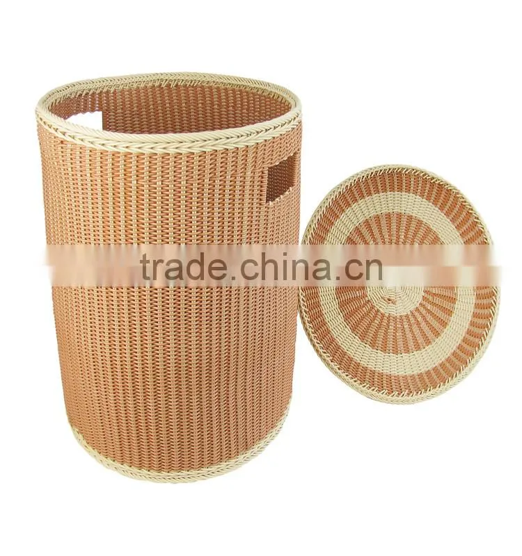Quality chinese products washable PE rattan laundry hamper for dirty clothes