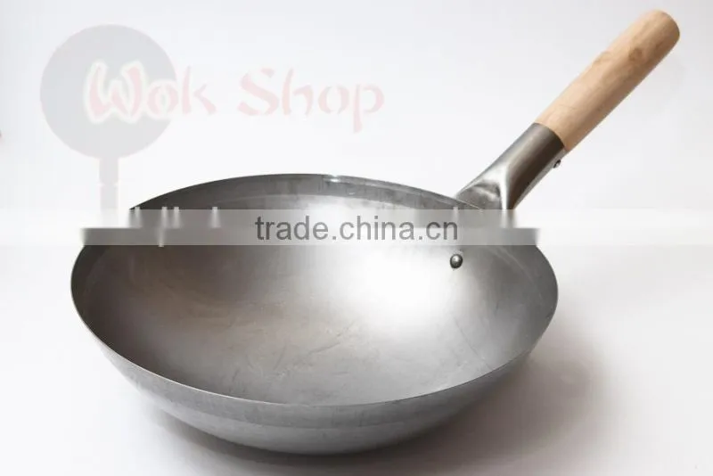 Signle Wooden Handle Chinese Pan Carbon Steel Material Wok