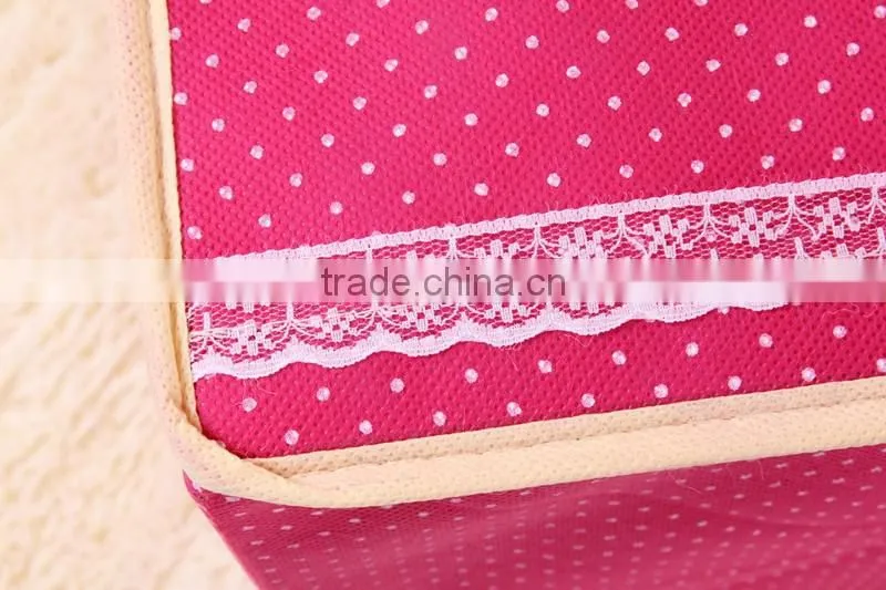 N494 Household Non Woven Box Foldable Bowknot Polka Dot Storage box