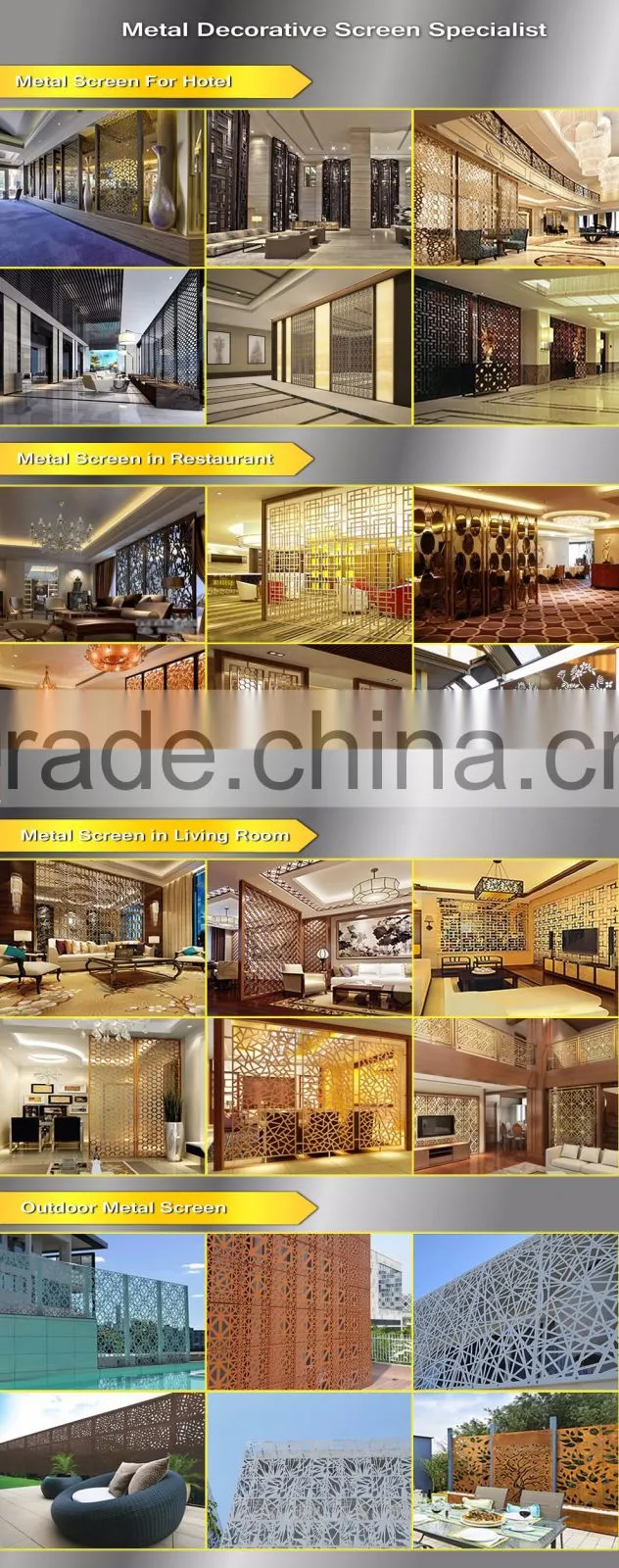 Interior Decor Laser Cut Metal Screen Home Room Partition Panels