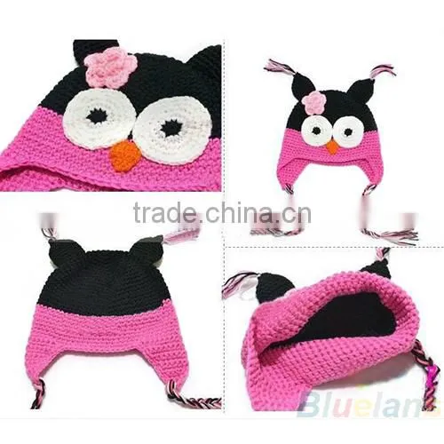 Multicolor Infant Toddler Handmade Knitted Crochet Baby Hat owl hat Cap