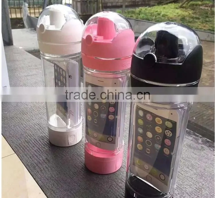 Tritan sports bottle for iphone with water storage bottle joyshaker