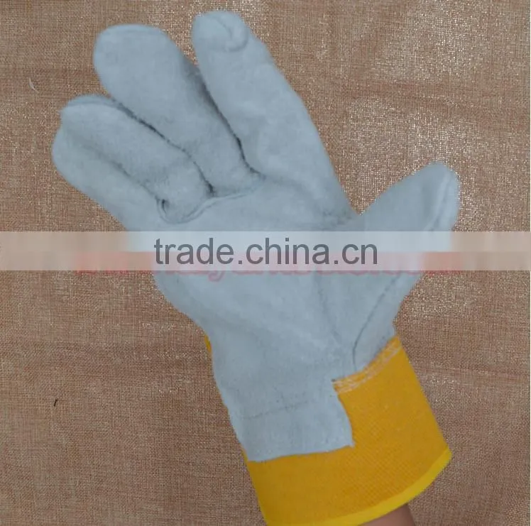 Color Safety Gloves,Cow Split Leather Work Glove,Leather cotton Welding Gloves