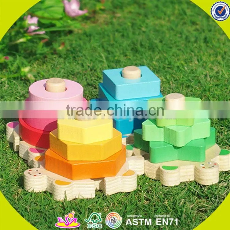 Wholesale colorful wooden stacking blocks toy beautiful toddler wooden stacking blocks toy W13E001