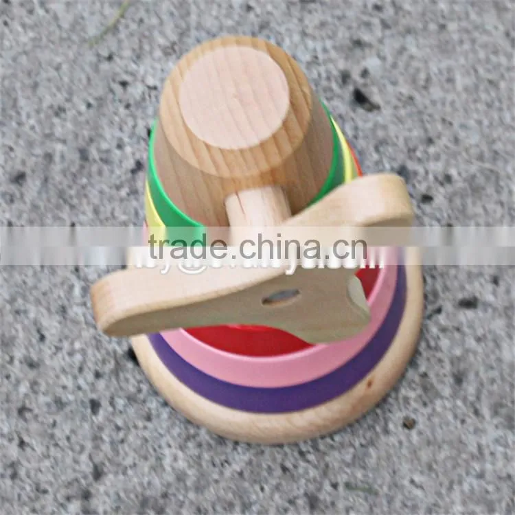 Best design colorful rainbow tower wooden baby stacking toys W13D110