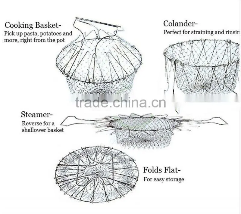 Metal Wire Strainer Mesh Collapsible Egg Basket Farm Canning Multi Purpose