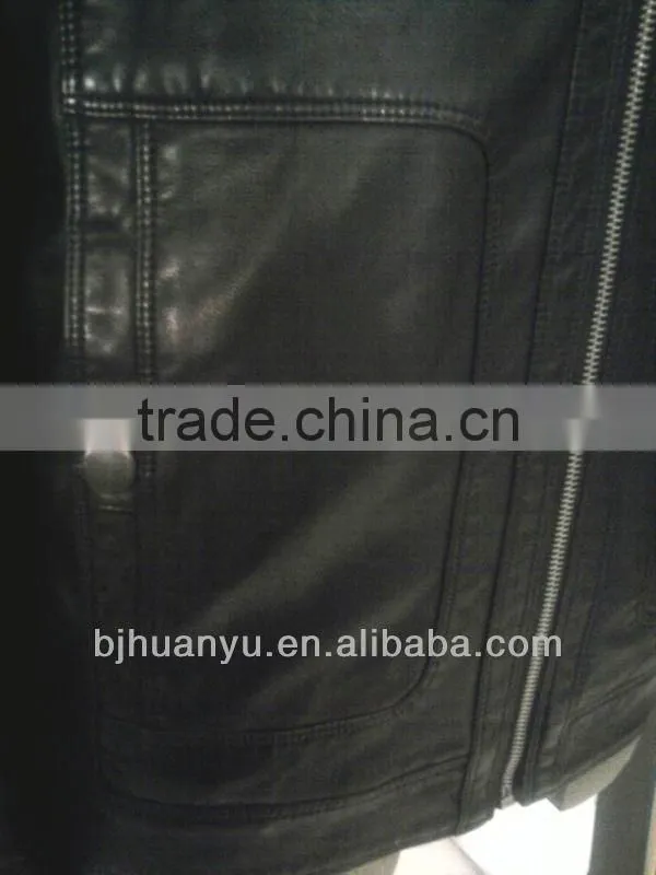 mens fit black leather PU jacket handsome men jacket